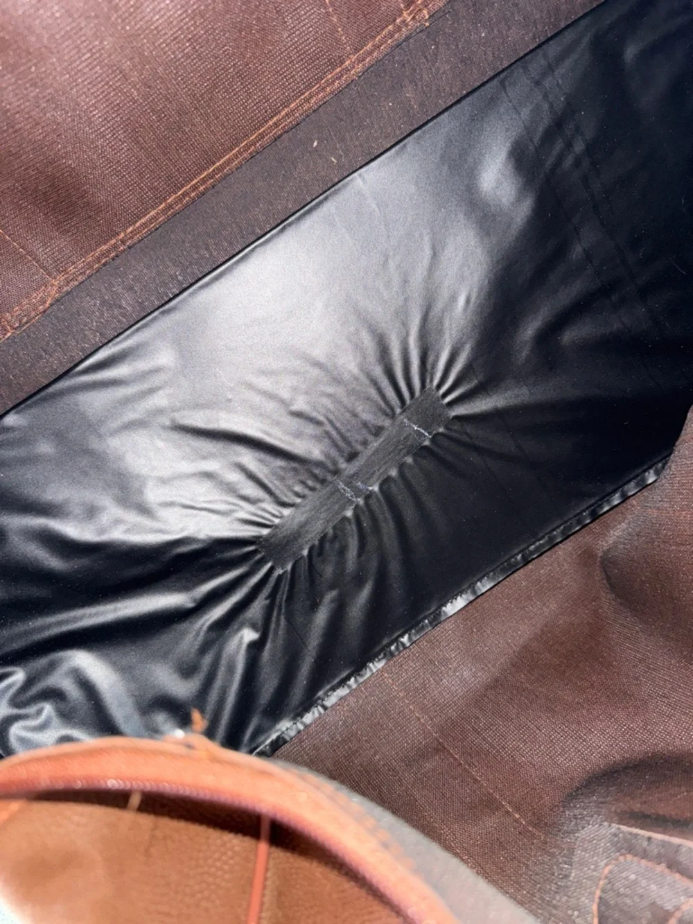 Karl Lagerfeld Brown Weekender Duffel Bag Travel Carry On Faux Leather Large